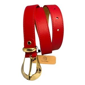 WOMEN FASHION CASUAL LEATHER BELTS RED, KHAKI